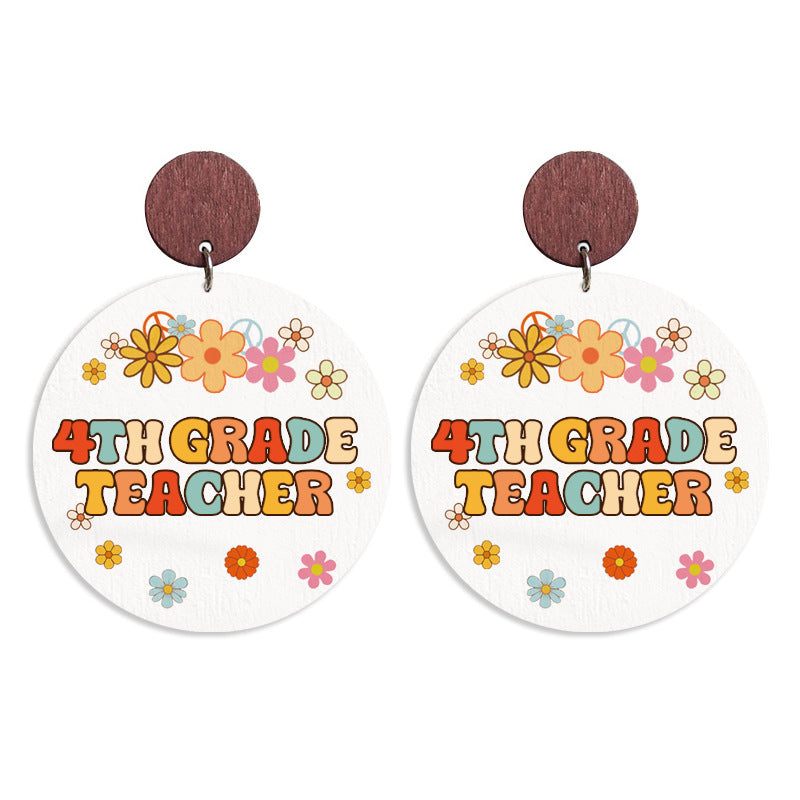 Wholesale Teacher Gift Wood Print Vintage Bohemian Earrings
